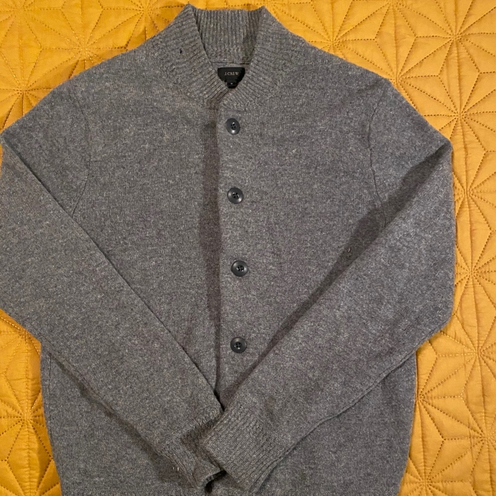 Men’s lambs wool bomber cardigan